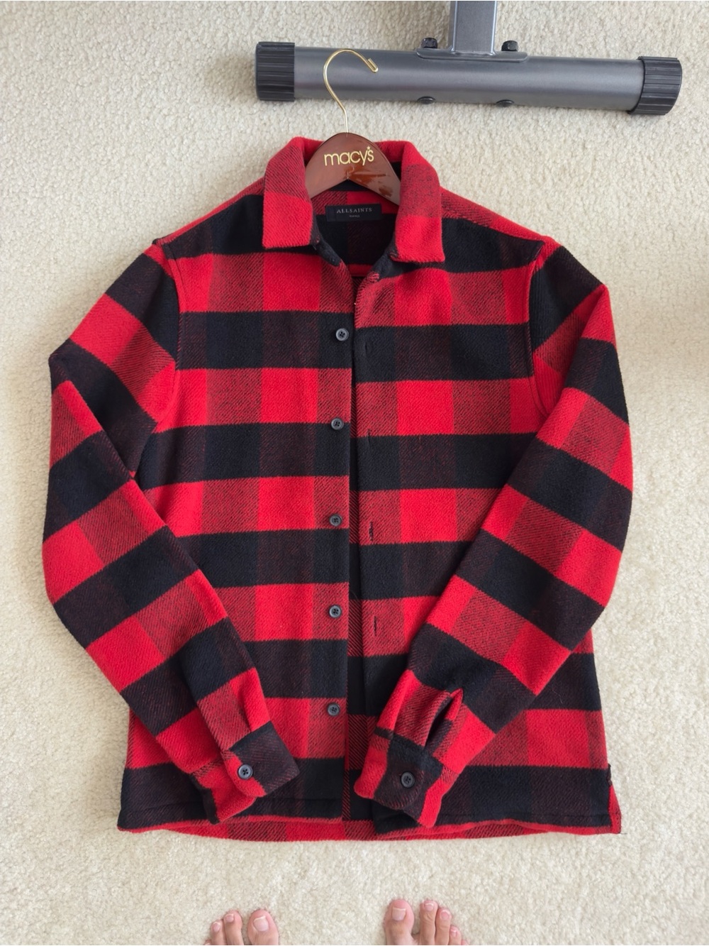 ALLSAINTS MENS OVERSHIRT SHIRT JACKET WOOL BLEND FLANNEL - MENS SMALL